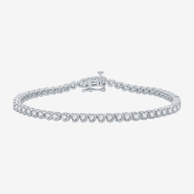(Si1-Si2/G) Womens 3 CT. T.W. Lab Grown White Diamond Sterling Silver 7.5 Inch Tennis Bracelet