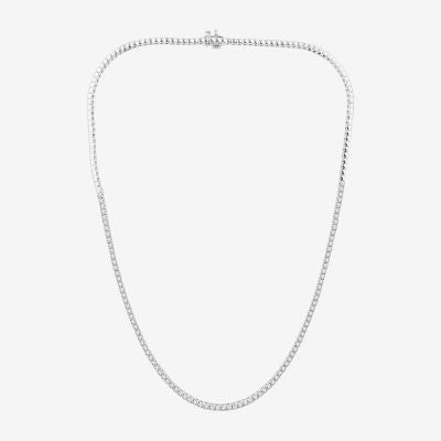 (G / Si1-Si2) Womens 3 CT.T.W. Lab Grown White Diamond Sterling Silver 18 Inch Tennis Necklace