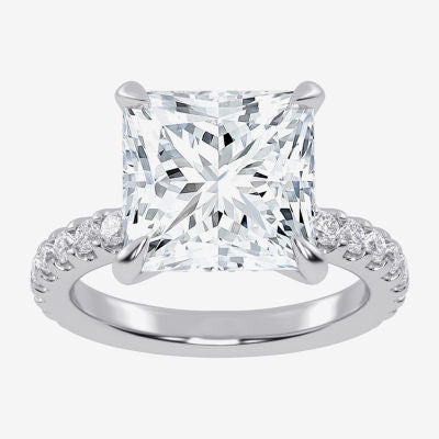 (G-H / Vs2-Si1) Womens 4 1/2 CT. T.W. Lab Grown White Diamond 14K White Gold Side Stone Engagement Ring