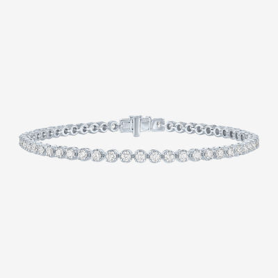 (G-H / Si2-I1) Womens 3 CT. T.W. Lab Grown White Diamond 14K Gold Over Silver 7.25 Inch Tennis Bracelet