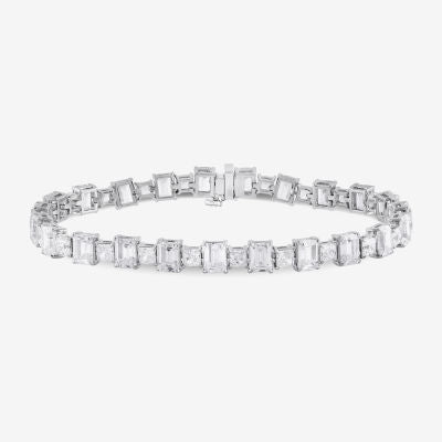 17 C.T. T.W Womens Lab Grown White Diamond 10K White Gold Tennis Bracelet