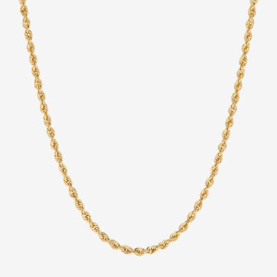14K Gold 16 - 30 Inch Semi-Solid Sparkle Rope Chain Necklace