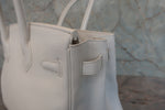 Hermes Birkin Handbag White Clemence with Gold Hardware 30 - image 9