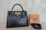 Hermes Kelly Handbag Black Box Calf with Gold Hardware 28 - image 2