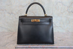 Hermes Kelly Handbag Black Box Calf with Gold Hardware 28 - image 3