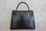Hermes Kelly Handbag Black Box Calf with Gold Hardware 28 - image 4