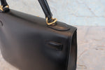 Hermes Kelly Handbag Black Box Calf with Gold Hardware 28 - image 9