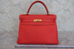 Hermes Kelly Handbag Red Togo with Gold Hardware 32 - image 2