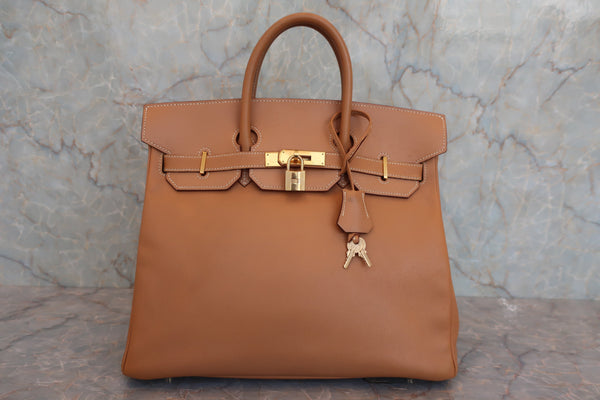 Hermes HAC Birkin Bag Brown Courchevel with Gold Hardware 32