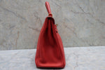 Hermes Kelly Handbag Red Togo with Gold Hardware 32 - image 7