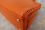 Hermes Kelly Handbag Orange Clemence with Palladium Hardware 28 - image 19