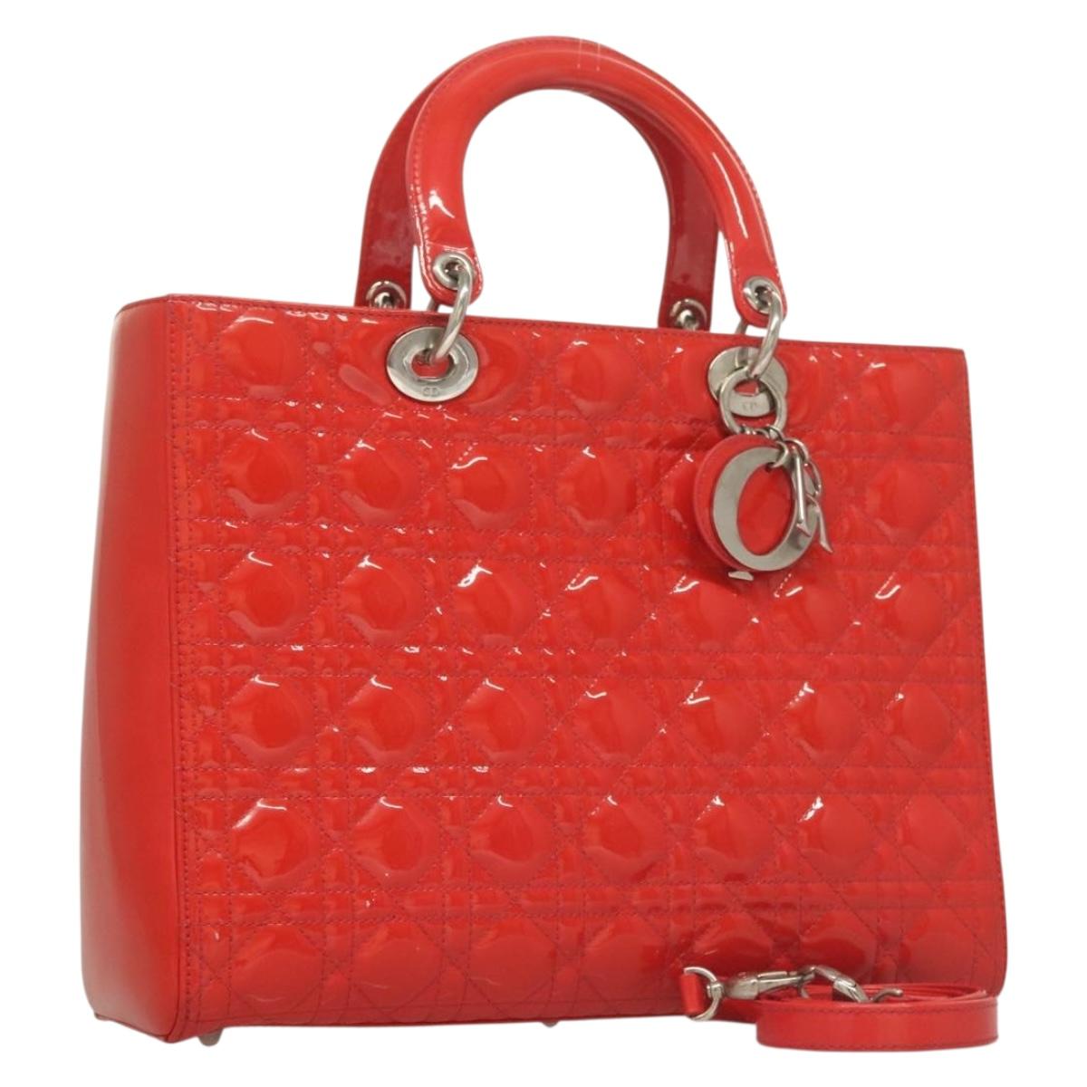 Christian Dior Vintage Lady Dior Patent Noir Cuir Vernis - image 1