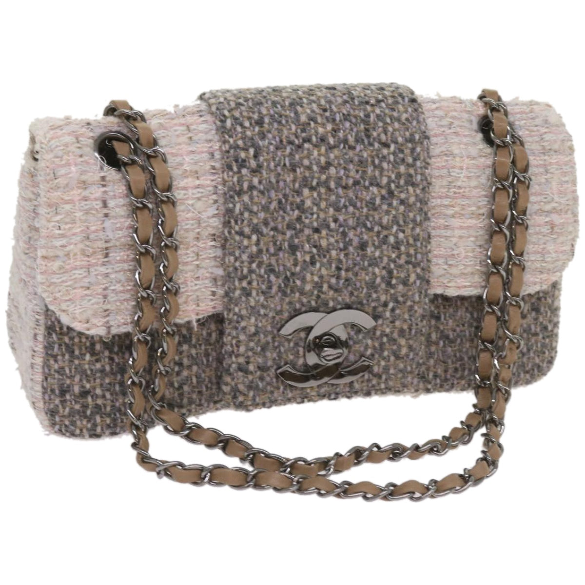 Chanel Classic Flap Clutch with Chain Tweed - image 1