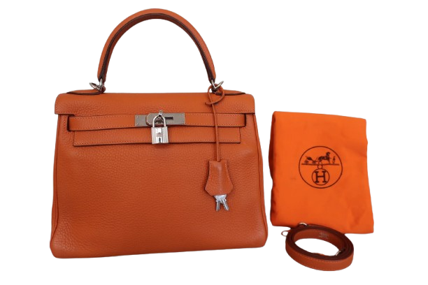 Hermes Kelly Handbag Orange Clemence with Palladium Hardware 28 - image 1