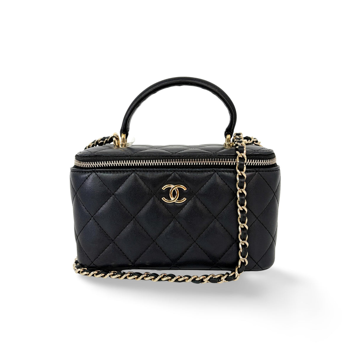 Chanel Coconing Top Handle Vanity Case with Chain Quilted Shearling Small - image 1