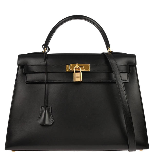 Hermes Kelly Handbag Black Box Calf with Gold Hardware 32 - image 1