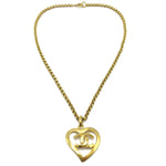 Chanel CC Heart Pendant Necklace Metal - image 1