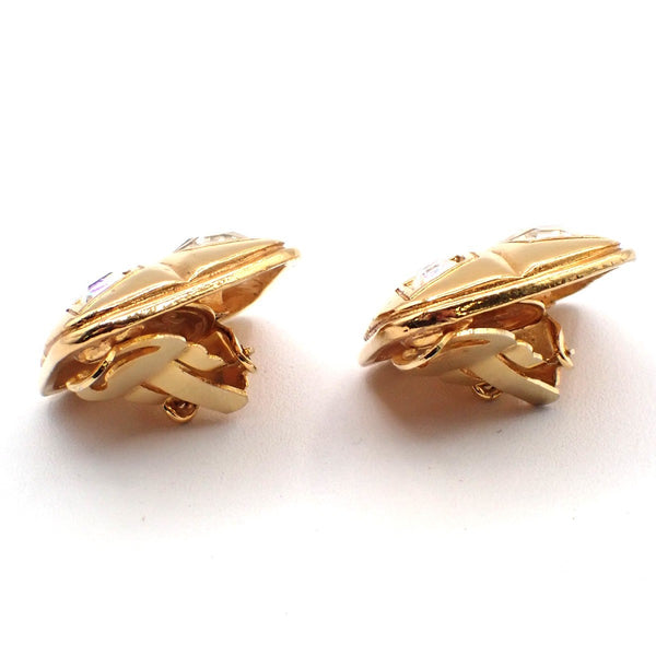 Chanel Vintage CC Diamond Shape Clips-On Earrings Gold-Plated