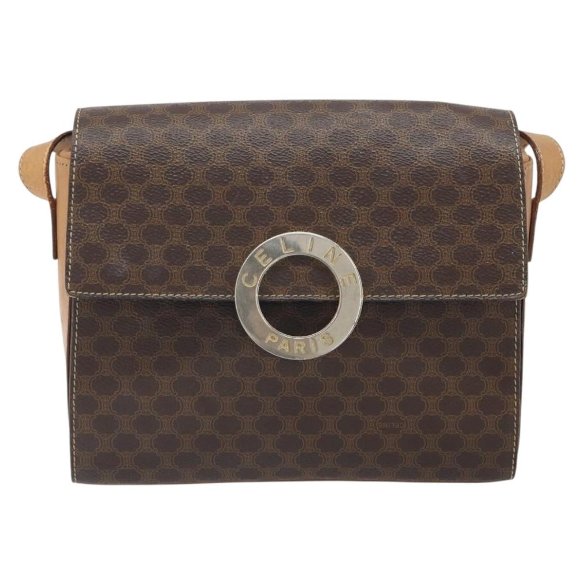 Celine Vintage Macadam Circle Logo Shoulder Bag Canvas and Leather - image 1