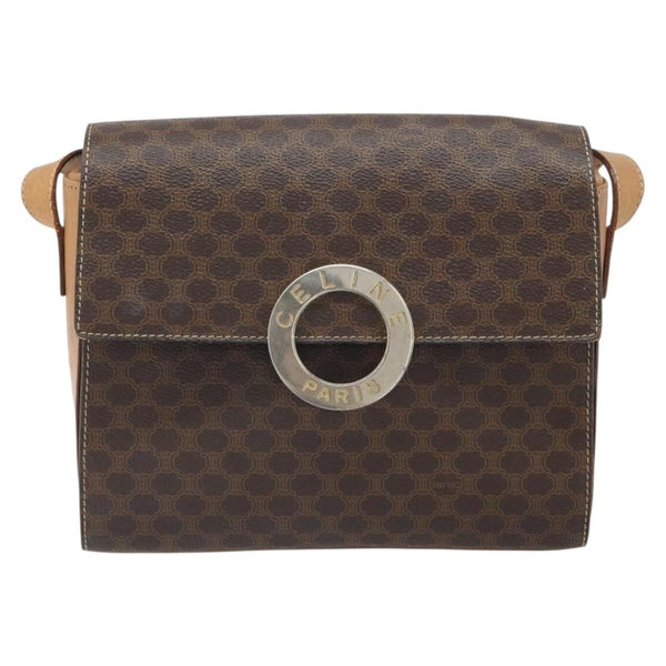 Celine Vintage Macadam Circle Logo Shoulder Bag Canvas and Leather - image 1