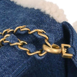 Chanel Egyptian Hieroglyph Flap Bag Denim and Shearling Medium - image 5