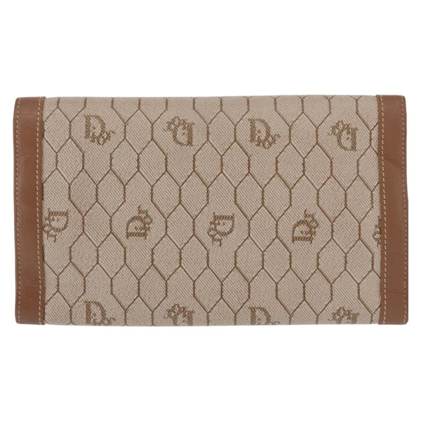 Christian Dior Vintage Honeycomb Flap Wallet Coated Canvas Long
