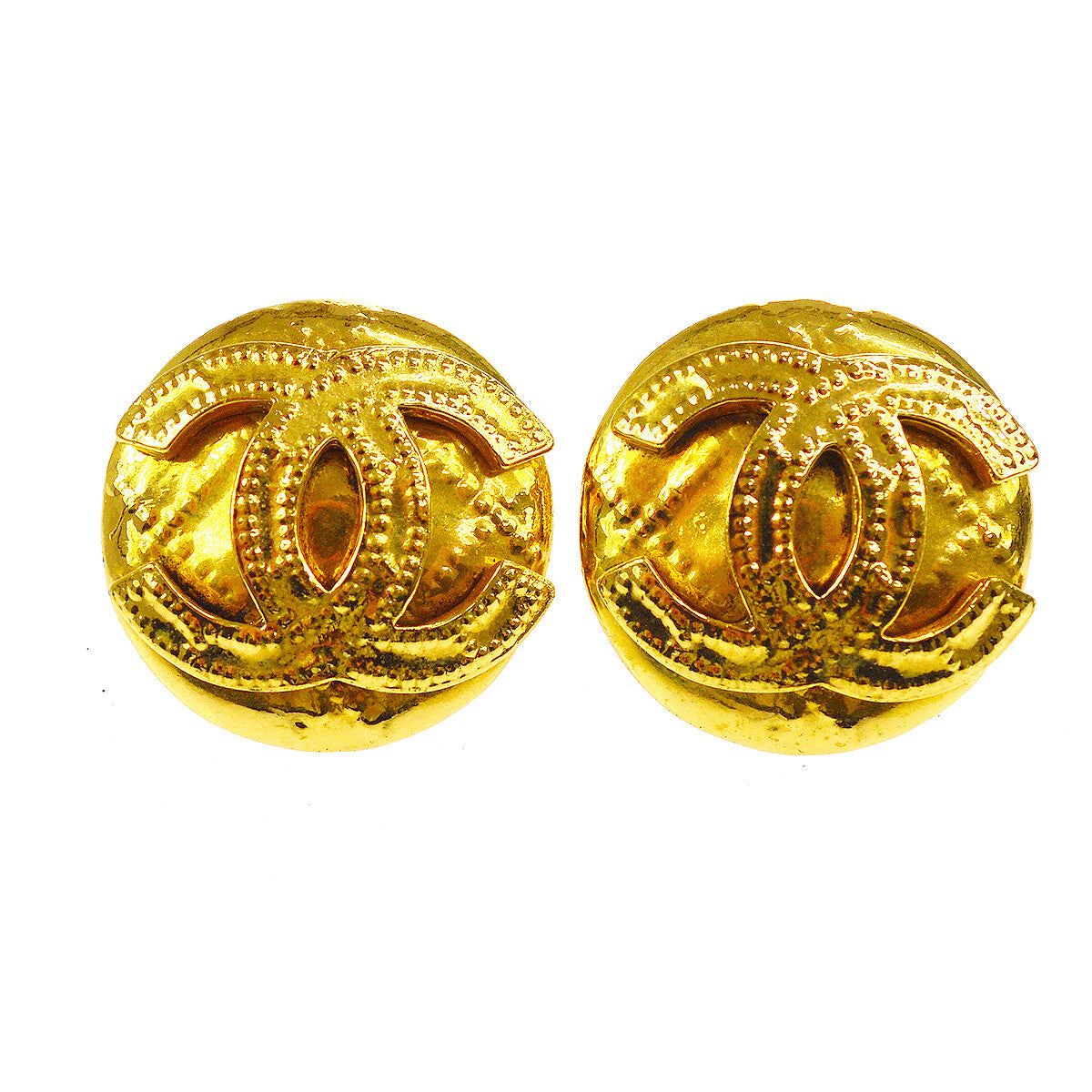 Chanel CC Button Clip-On Earrings Metal - image 1