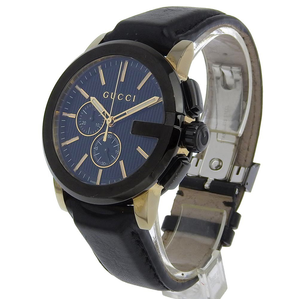 Gucci 101G Chronograph Quartz Watch Stainless Steel and Guccissima Leather with Diamond Markers 44 - image 1