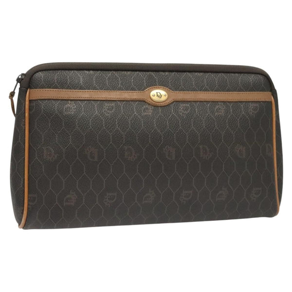 Christian Dior Vintage Honeycomb Zip Pouch Canvas and Leather - image 1