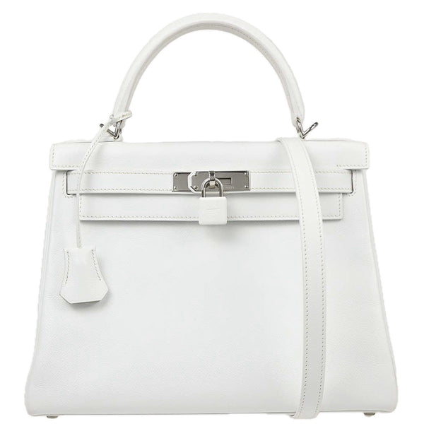 Hermes Kelly Handbag White Epsom with Palladium Hardware 28 - image 1