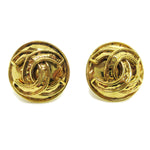 Chanel Vintage CC Round Clip-On Earrings Metal Small - image 1