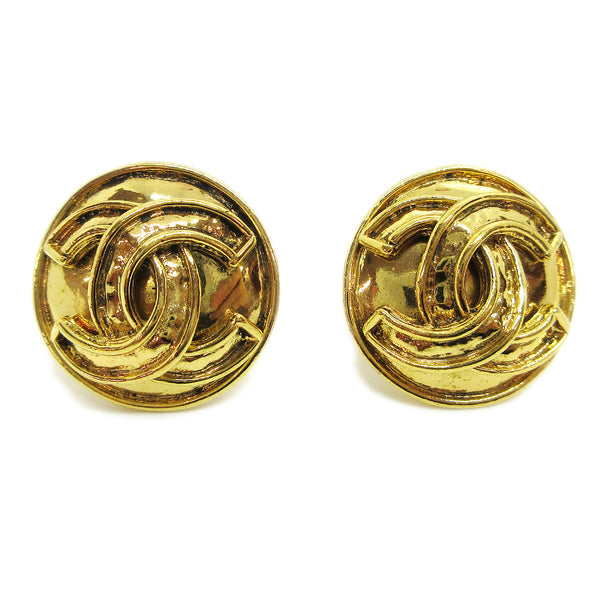 Chanel Vintage CC Round Clip-On Earrings Metal Small - image 1