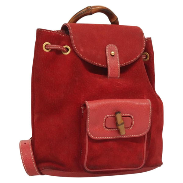 Gucci Vintage Bamboo Backpack Suede Small - image 1