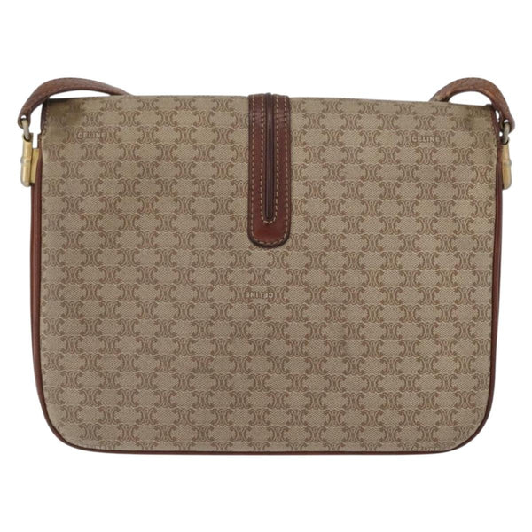Celine Vintage Macadam Shoulder Bag Canvas and Leather