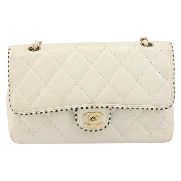 Chanel Vintage Punched Edge Classic Single Flap Bag Quilted Lambskin Medium - image 1