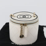 Chanel CC Round Vanity Case with Chain Quilted Lambskin Mini - image 15