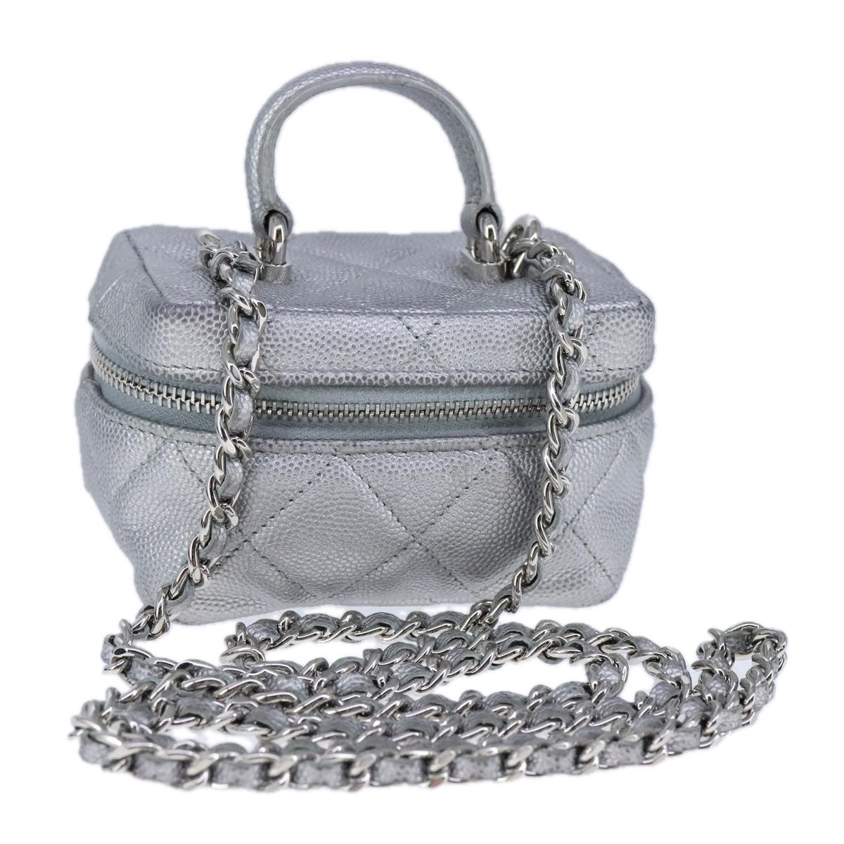 Chanel Classic Vanity Case with Chain Quilted Caviar Mini - image 1