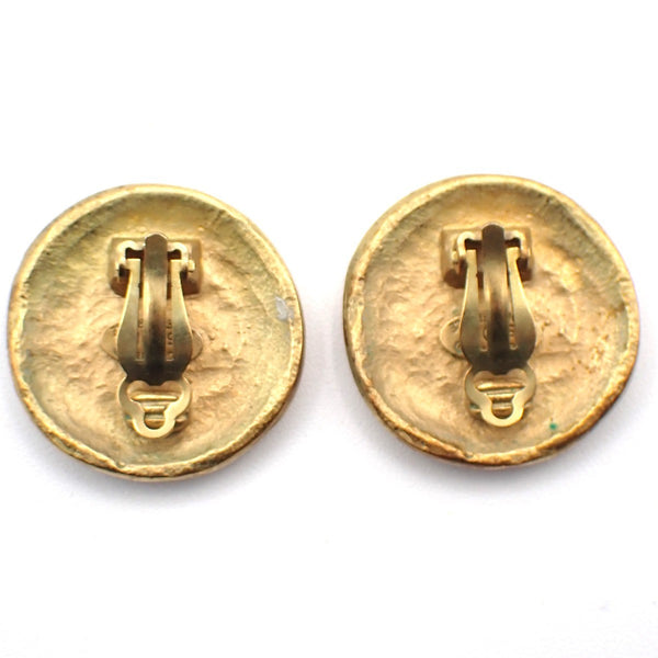 Chanel Vintage CC Round Button Clip-On Earrings Metal