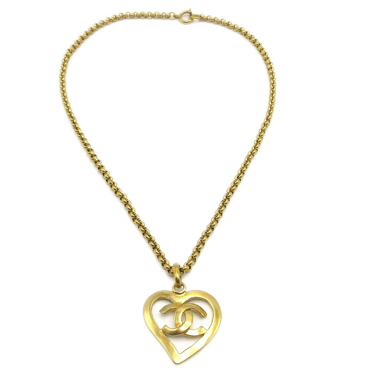 Chanel CC Heart Pendant Necklace Metal - image 1