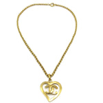 Chanel CC Heart Pendant Necklace Metal - image 1