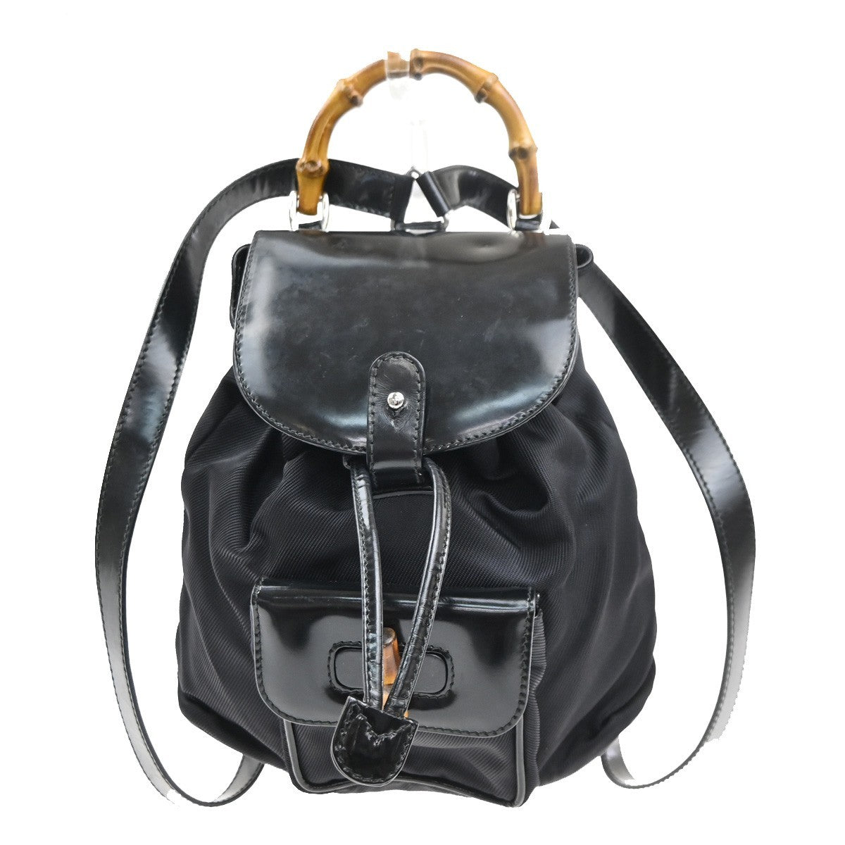Gucci Vintage Bamboo Backpack Nylon and Patent Leather Mini - image 1