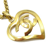 Chanel CC Heart Pendant Necklace Metal - image 2