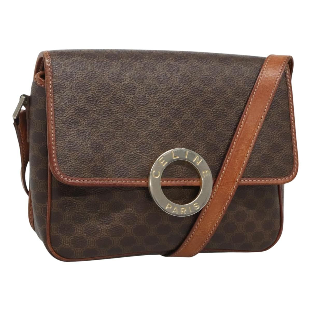 Celine Vintage Macadam Circle Logo Shoulder Bag Canvas and Leather - image 1