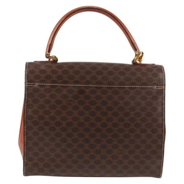 Celine Vintage Convertible Top Handle Bag Macadam Coated Canvas Medium