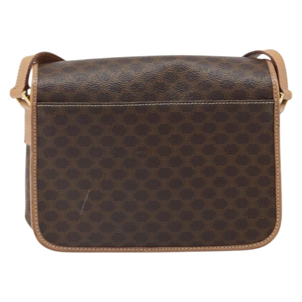 Celine Vintage Macadam Circle Logo Shoulder Bag Canvas and Leather