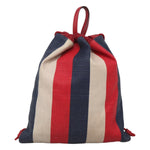 Gucci Logo Drawstring Backpack Striped Canvas Large - image 2
