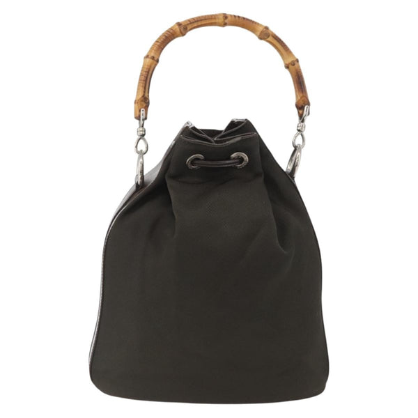 Gucci Vintage Bamboo Bucket Bag Nylon and Leather Small