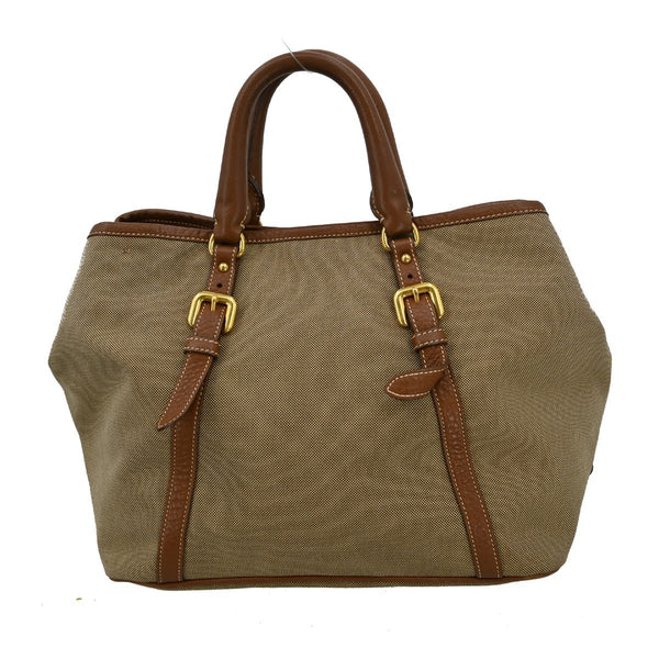 Prada Logo Convertible Tote Canvas with Leather Medium