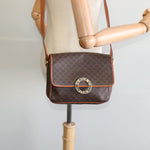 Celine Vintage Macadam Circle Logo Shoulder Bag Canvas and Leather - image 13