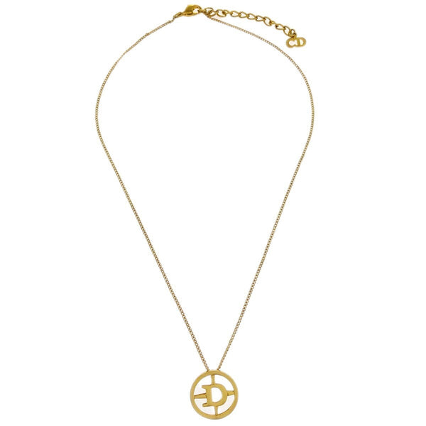 Christian Dior CD Round Pendant Necklace Metal - image 1